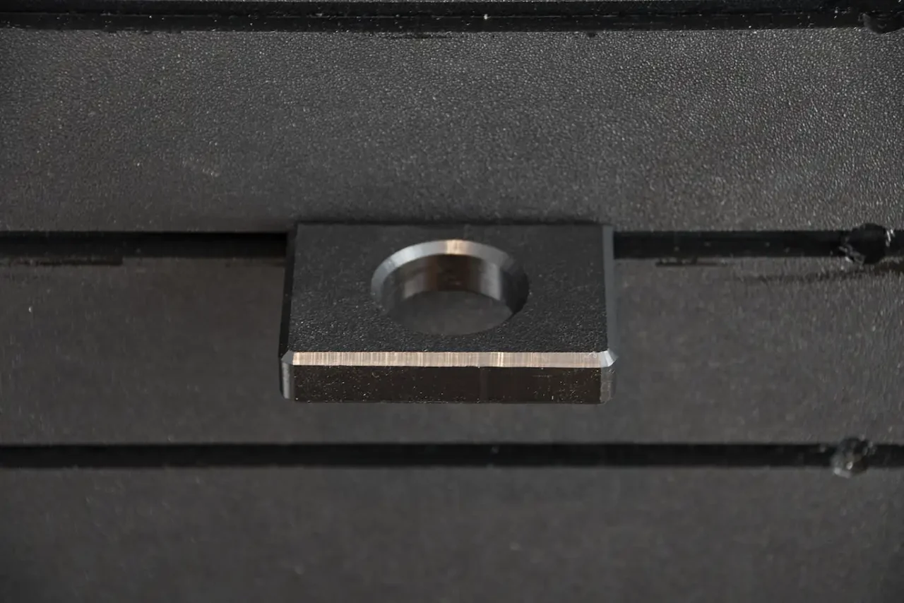 ModWall Flashlight Holder Close-up top view of the 1-inch universal port on the ModWall Flashlight Holder, precision-crafted from finish-safe HDPE to protect high-end gear and tools from scratches.